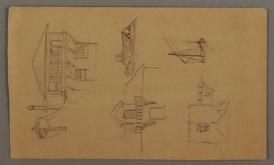 Timber House, Two Sailboats, Roof Studies, possibly 1868 by Frederic Edwin Church