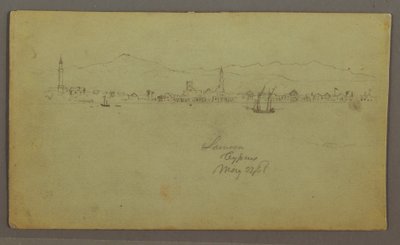 Town by the Coast, Mountain Range Behind, May 27, 1868 by Frederic Edwin Church