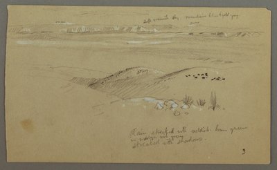 View across the Hills and Plain toward the Mountains, Valley of El Yemen, February 1868 by Frederic Edwin Church