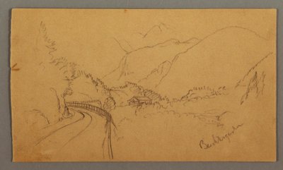 Winding Road Through Valley, House, possibly 1868 by Frederic Edwin Church