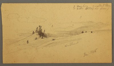 Wooded Hilltop, Hilly Valley, Sun, January 1866 by Frederic Edwin Church