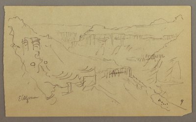 El Yemen Valley, Arabia: View of Winding Valley with a Caravan by Frederic Edwin Church