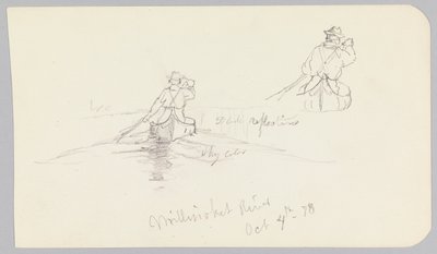 Studies of Man Paddling Canoe on Millinocket River by Frederic Edwin Church