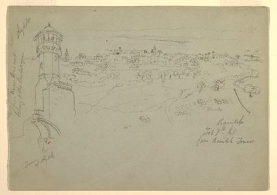 Tower at Lydda, and Ramleh Seen from Ramleh Tower, Palestine by Frederic Edwin Church