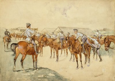 A Call to Arms (Dragoons, Mount!) 1892-93 by Frederic Remington