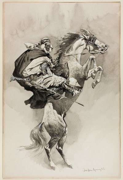 As They Threw Their Animals Back Upon Their Haunches, Illustration for An Arabian Day and Night, in Harper