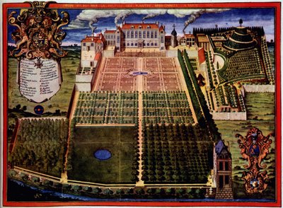 View of the royal garden (garden of plants) - in “Description of the royal garden of medicinal plants” by Scalberge by Frederic Scalberge