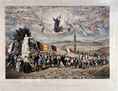 The Universal Democratic and Social Republic Procession of the European Peoples in Union and Fraternity. Lithograph by Frederic Sorrieu, 1848 by Frederic Sorrieu