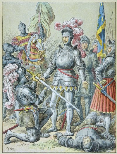 Battle of Pavia: Francois I, defeated, handed over his spear to the knight Charles de Lannoy in 1525 by Frederic Theodore Lix