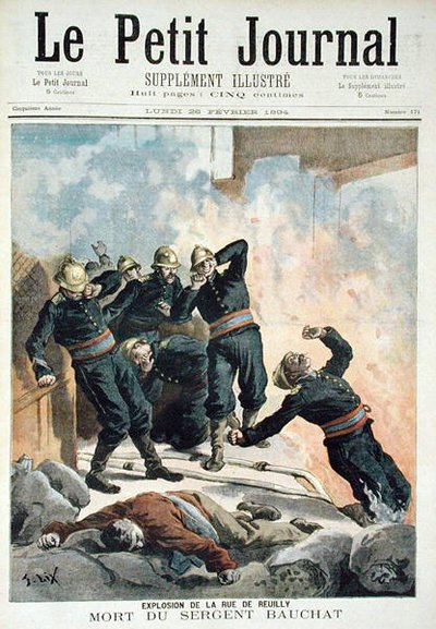Explosion in the Rue de Reuilly and the Death of Sergeant Bauchat, from Le Petit Journal, 26th February 1894 by Frederic Theodore Lix