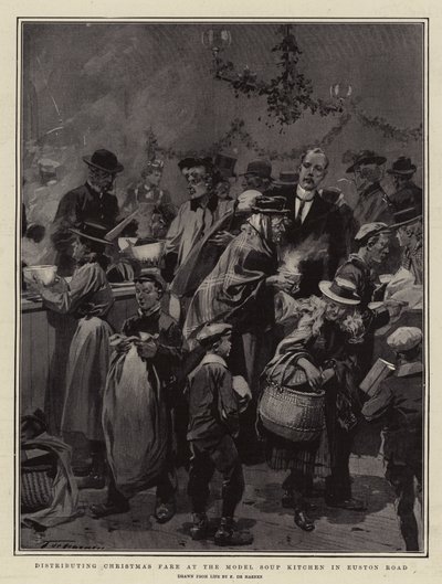 Distributing Christmas Fare at the Model Soup Kitchen in Euston Road by Frederic de Haenen