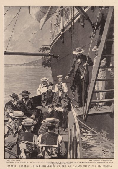 Exiled, General Cronje embarking on the SS Milwaukee for St Helena by Frederic de Haenen