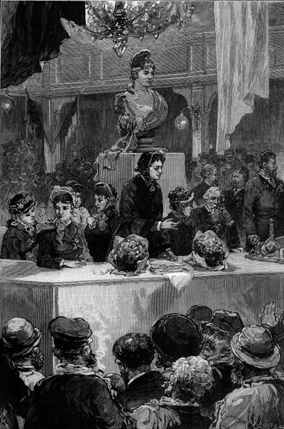 Lecture by Louise Michel, Graffard room in Paris, 30 November 1880 by Frederic de Haenen