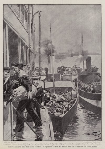 Reinforcements for the Cape Station, Bluejackets Going on Board the SS Briton at Southampton by Frederic de Haenen