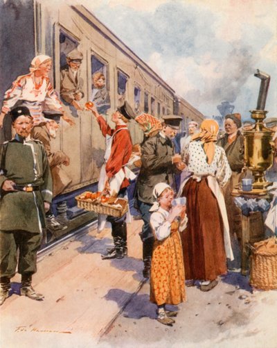 Tea-Sellers at a Country Railway Station by Frederic de Haenen