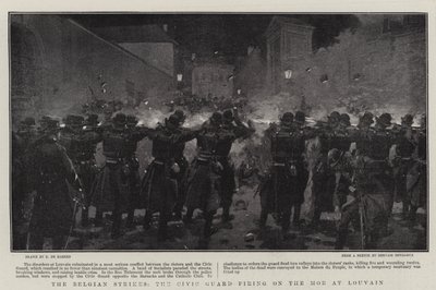 The Belgian Strikes, the Civic Guard Firing on the Mob at Louvain by Frederic de Haenen