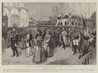 The Coronation of the Czar, the Imperial Procession Leaving the Cathedral of the Annunciation by Frederic de Haenen
