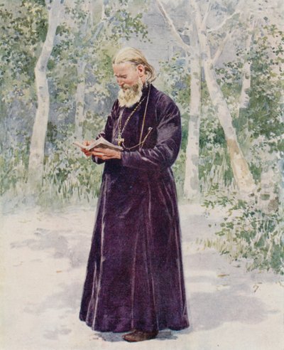The Late Father John of Cronstadt in his Garden by Frederic de Haenen