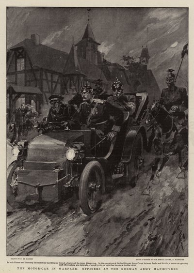 The Motor-Car in Warfare, Officers at the German Army Manoeuvres by Frederic de Haenen
