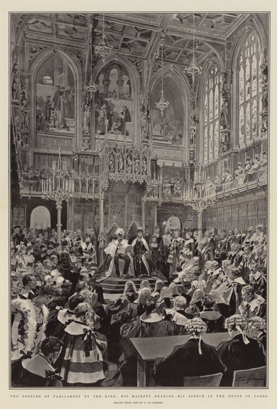 The Opening of Parliament by the King, His Majesty reading his Speech in the House of Lords by Frederic de Haenen