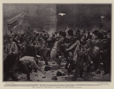 The Riots in Brussels, a Fight in the Avenue Louise by Frederic de Haenen