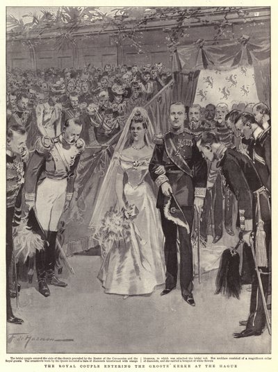 The Royal Couple entering the Groote Kerke at the Hague by Frederic de Haenen