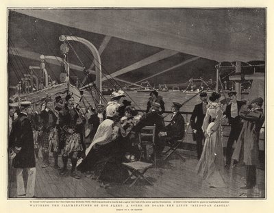 Watching the Illuminations of the Fleet, a Scene on Board the Liner Kiidonan Castle by Frederic de Haenen