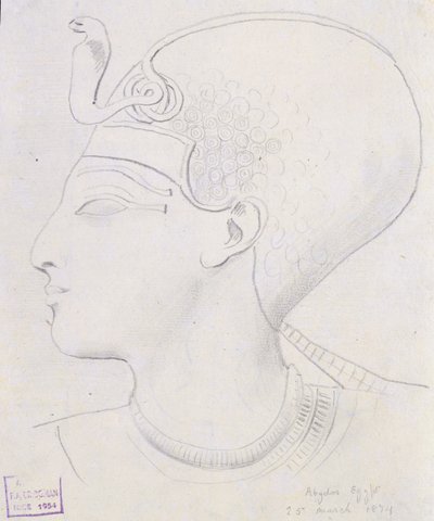 Study of a Relief of the Head of Seti I in the Temple of Seti I, Abydos by Frederick Arthur Bridgman