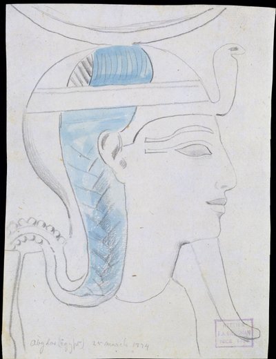 Study of a Relief of the Head of the God Khonsu in the Temple of Seti I, Abydos by Frederick Arthur Bridgman