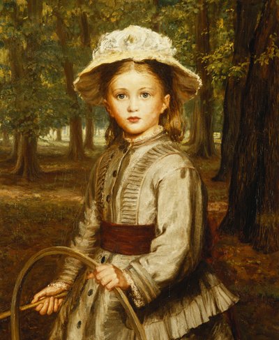 A Young Girl Playing with a Hoop by Frederick Bacon Barwell