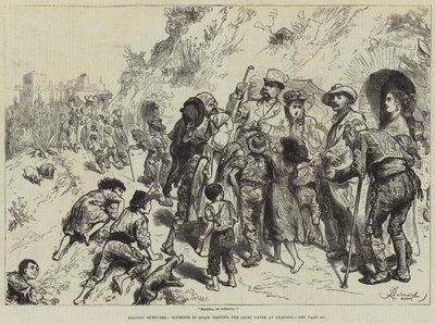 Holiday Sketches, Tourists in Spain Visiting the Gipsy Caves at Granada by Frederick Barnard