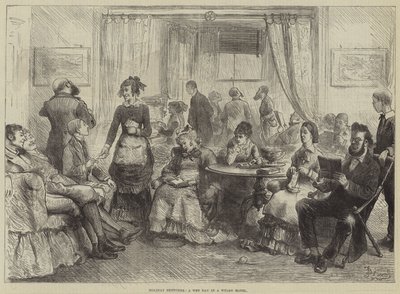 Holiday Sketches, a Wet Day in a Welsh Hotel by Frederick Barnard