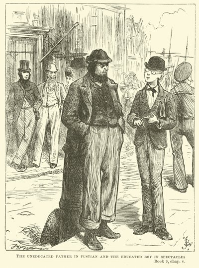 The Uneducated Father in Fustian and the Educated Boy in Spectacles by Frederick Barnard
