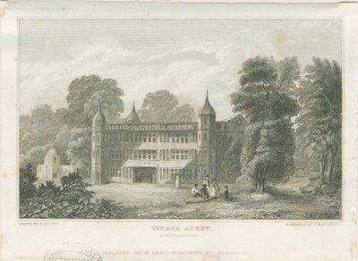 Tixall Hall - Gatehouse: Engraving by Frederick Calvert