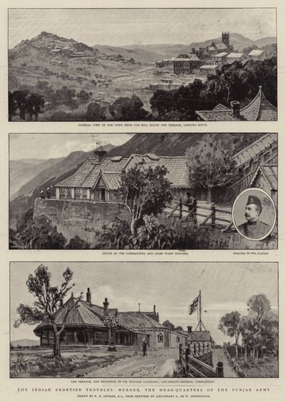 The Indian Frontier Troubles, Murree, the Headquarters of the Punjab Army by Frederick George Cotman