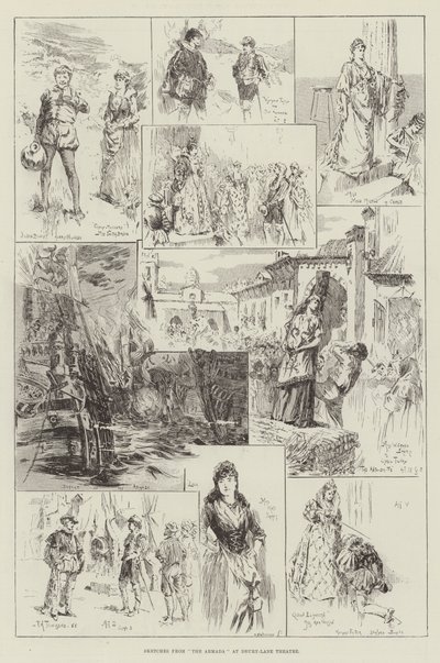 Sketches from The Armada at Drury-Lane Theatre by Frederick Henry Townsend