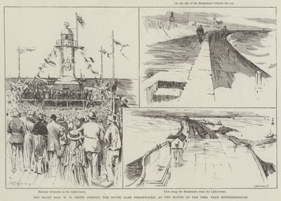 The Right Honourable W H Smith Opening the South Gare Breakwater, at the Mouth of the Tees, near Middlesbrough by Frederick Henry Townsend