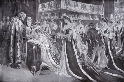 The Crowning of Queen Alexandra, Consort of King Edward VII, by the Archbishop of York, Westminster Abbey, London by Frederick Henry Townsend