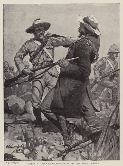 Captain Madocks Grappling with the Boer Leader by Frederick Judd Waugh