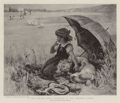 In the Harvest Field, Guardians of the Luncheon Basket by Frederick Morgan