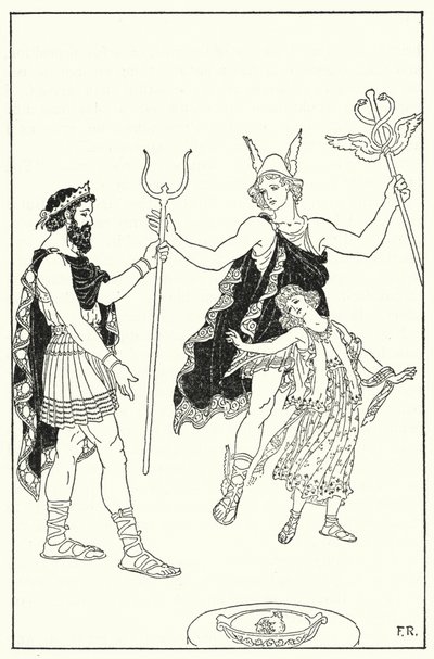 Quicksilver hurried Proserpina away from the palace of Pluto by Frederick Richardson