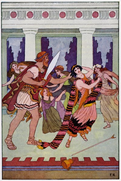 Ulysses Seized the Enchantress by Her Beautiful Ringlets by Frederick Richardson