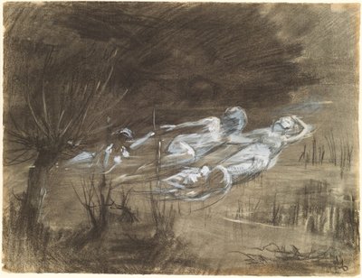 Woman Floating in a River Attended by Two Female Spirits by Frederick Trapp Friis