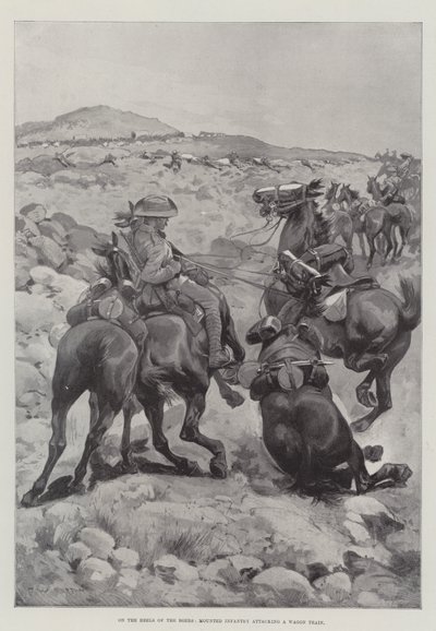 On the Heels of the Boers, Mounted Infantry attacking a Wagon Train by Frederick William Burton