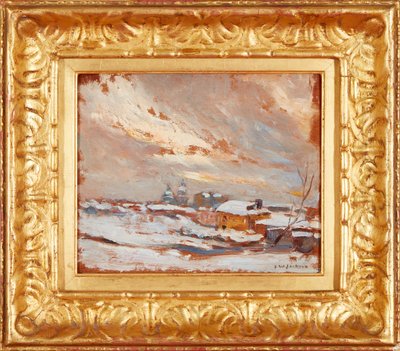 A winter landscape with distant cupolas, Russia by Frederick William Jackson