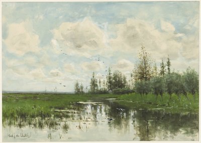 Pond with Trees and Meadow by Fredericus Jacobus van Rossum du Chattel