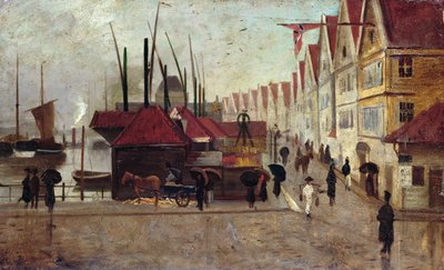 The Quay in Bergen by Frederik Collett