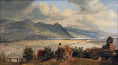 View of the Siebengebirge with Königswinter and the Ruins by Frederik Hansen Sodring