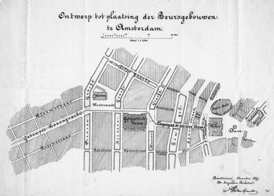 Design for a commodity exchange, Amsterdam, situation. November 1879 by Frederik Willem van Gendt