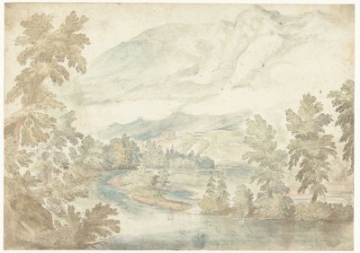 Bend in a River Flowing Through a Valley with High Mountains by Frederik van Valckenborch